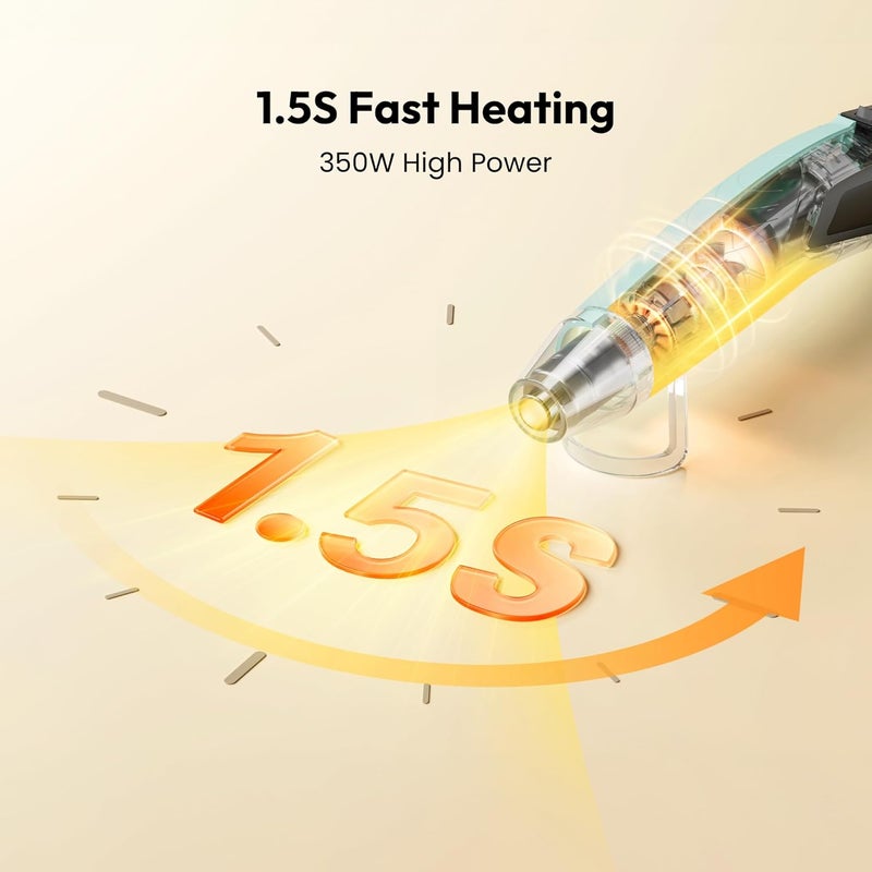 Resiners Heat Gun for Resin, 350W Fast Heating Dual Temp Heat Gun (482°F~662°F) with 3 Nozzles & 3 Silicone Covers, 4.9Ft Long Heat Gun for Bubble Remove,Vinyl Shrink Wrap,Candle Making,Epoxy Resin - Image 4